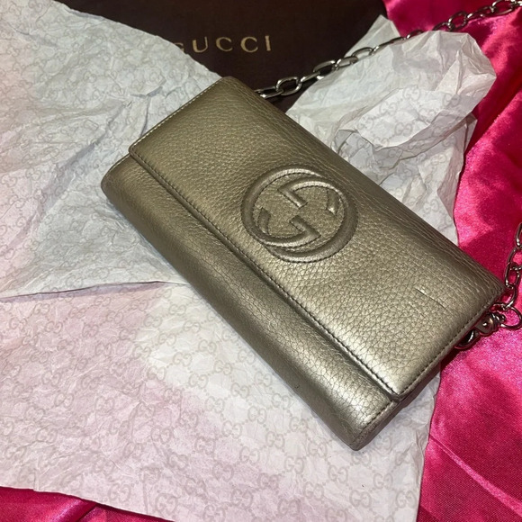 GUCCI GG Soho Leather Biford Long Crossbody - Picture 15 of 16